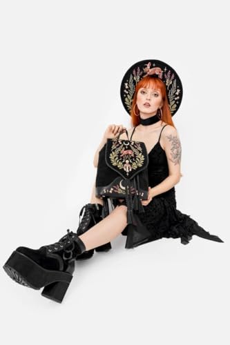 Chapeau Hare Moon Restyle large bord feutre noir style witchcore occulte