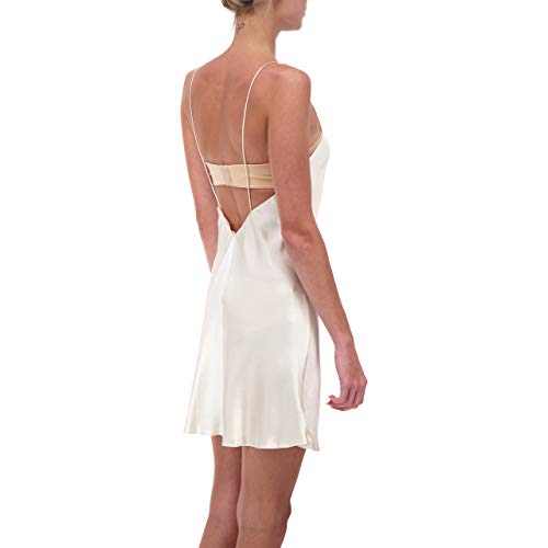100% Silk Charmeuse Slip Dress Chemise Nightie Luxury Sleepwear (Xl) Cream #TOP3