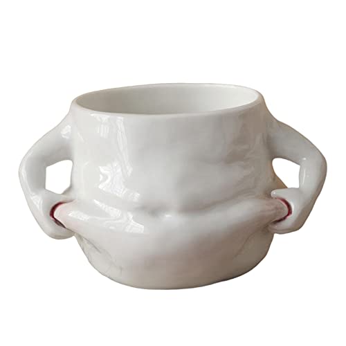 Gralara Ceramic Mug Novelty Tea Tableware Adorable Juice with Handle Lightweight Container Water Cup Fat Belly Mug for Wedding Housewarming Holidays
