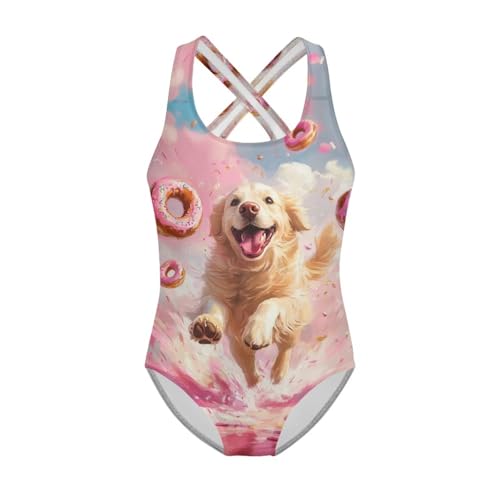 Image of One Piece Swimsuit Girls Cross-Back Bathing Suit 5-14Y Kids Swimwear Cute Swimsuits Sleeveless Bathing Suits