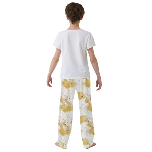 Crane Bird Daisy Boys Long Pants Soft Trousers Elastic Waist Kids Lounge Bottoms with Pockets S-XL3