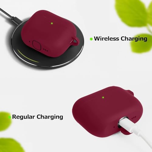 WOYINGER for AirPod Pro 3 Case Cover with Cleaner Kit, Soft Silicone Cover for AirPods Pro 3rd Generation Comes with Keychain for Women Men,Suitable for 3rd Generation Case Wine Red by Woyinger - Image 3