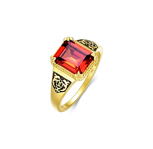 PYTALI Men's 9K Solid Gold Ring With Garnet Gemstone - Customizable Father's Day Gift - View #12