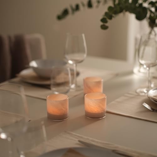 Photophore beige VINDSTILLA 7 cm idéal pour une table basse chaleureuse