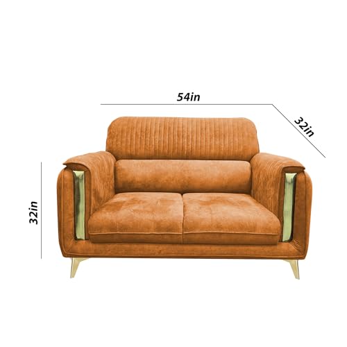 Image of Casaliving Gelio 2 Seater Sofa Set for Living Room (Orange Colour) Premium Fabric Sofa