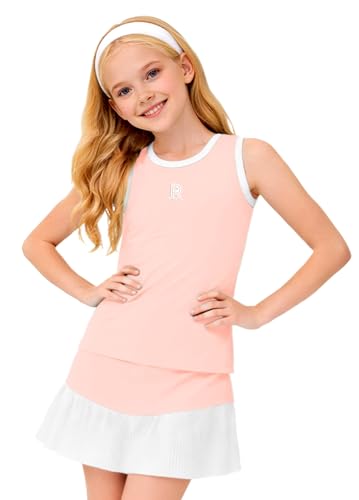 Image of Remimi Girls Tennis Dress Cute Outfit Sleeveless Workout Tank Top and Sport Skirt Set 4-12 Years