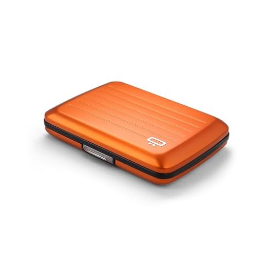 ÖGON -DESIGNS- Aluminum wallet smart case V2 The original reinvented with a metal lock - Strong RFID blocking card holder - Water resistant - Orange