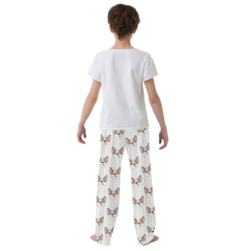 Boys' Pants Funny Corgi Dog Head Long Bottoms Jogger Pants Elastic Waist Trousers with Pockets S-XL3