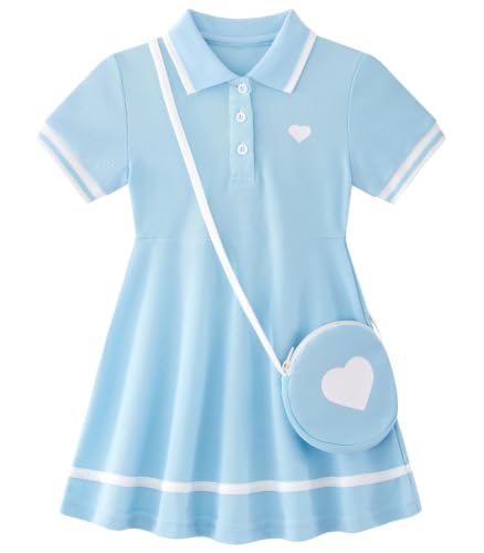 Move Dance Little Girls Sporty Dress 4T 5T Blue Sundress with Bag - image 1