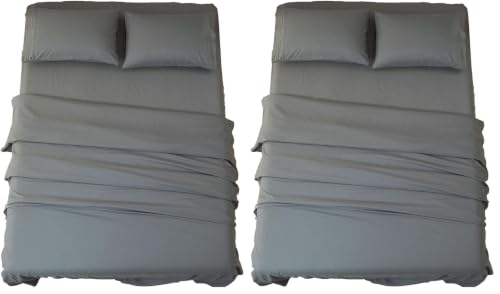 Image of SONORO KATE Bed Sheet Set Super Soft Microfiber 1800 Series Luxury Egyptian Sheets 16-Inch Deep Pocket Wrinkle and Hypoallergenic-4 Piece(Queen Dark Grey) (Pack of 2)