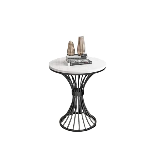 Image of Round Coffee Table Side Table Modern Home Decor Tea End Table for Living Room Bedroom and Balcony (Black White)