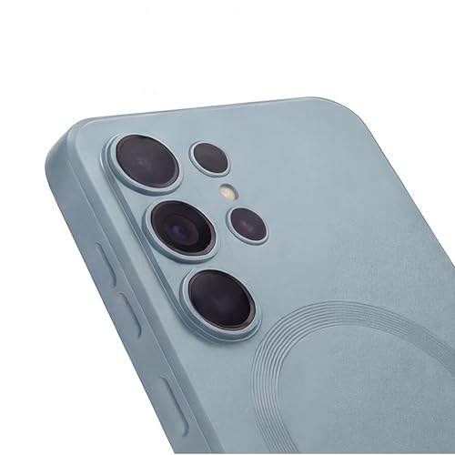 Image of amazon basics Premium Mag-Safe Case for Samsung Galaxy S25 Ultra 5G | Shockproof & Anti-Scratch Cover | Soft Silicone with Wireless Charging | Camera Lens Guard - Blue
