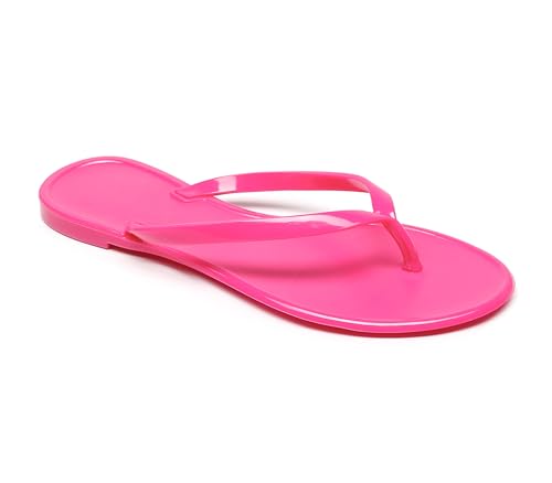 Image of Womens Flip Flops Thong Sandals Jelly Shoes Flat for Ladies Slides Black Slippers Size 9 Slip On Summer Beach Dressy