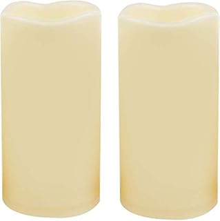 2 PCS 3" x6" Waterproof Outdoor Battery Operated Flameless LED Pillar Candles with Timer Flickering Plastic Resin Electric Decorative Light for Lantern Patio Garden Home Decor Party Wedding Decoration