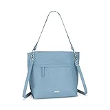 Bellezza Hobo Bag – Anti-Pickpocketing RFID Front Pocket, Adjustable & Detachable Shoulder Strap, Short Handle And Four Zippered Pockets/Compartments – Light Blue