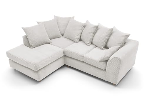 Abakus Direct Left Hand Corner Sofas for Living Room - Stylish Jumbo L Shaped Sofa with Water Repellent Jumbo Cord | Contemporary Chaise Lounge Sofa Corner in White | 212Wx164Dx78H - Image 6