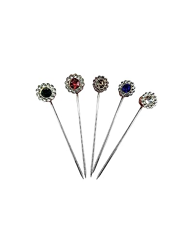 Image of MeiSie Multicolour Rhinestone Hijab Accessories - Set of 5 Stylish Hijab, Abaya & Burqa Clips | Decorative Needle Fasteners for Scarves & Dupattas