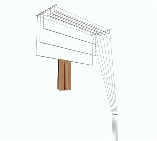 Image of Amiraj Individual Drop Down Ceiling Clothes Drying Stand | Heavy Duty Stainless Steel Cloth Dryer | UV Protected Nylon Ropes | Rust Proof Space Saving Laundry Rack | 6 Pipes, 4 Feet | Balcony & Indoor