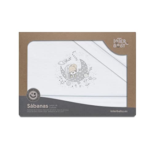 DANIELSTORE Sabanas Invierno Minicuna Franela 100% Algodon 50 X 80 - (Bajera+encimera+Funda Almohada) (New Sleeping BCO Gris)