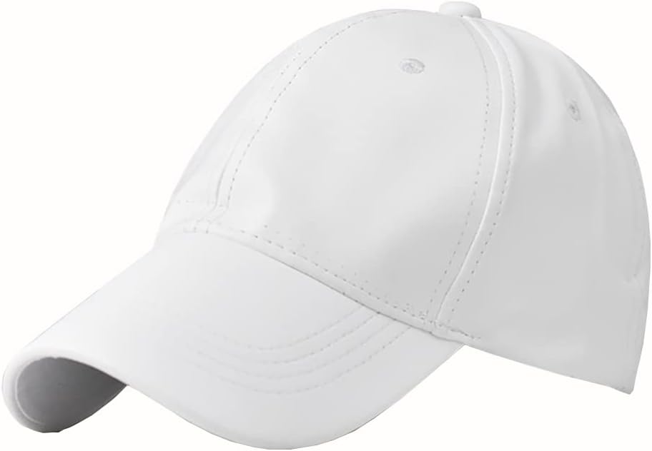 Foetest Adjustable Cap Baseball Cap Outdoors Casual Hat Sports Cap Leather Hat Solid Color