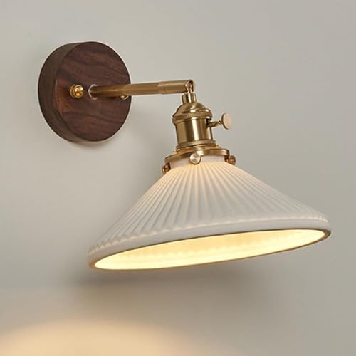 SXSaelciun Exquisita lámpara de Pared, Aplique de Pared, luz Interior Vintage con cerámica, ángulo Ajustable, Moderna, Casquillo E27, Montaje en Cono para Dormitorio o TV