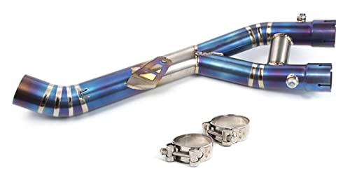 FACSER Sistemas y Tubos de Escape Silenciador Delantero De Motocicleta para Yamaha R1 para YZF-R1 2015-2020 Tubo De Enlace Modificado Tubo De Escape De Motocicleta (Color : Titanium Alloy Blue)