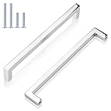 GOBEKOR 10 Pack Solid Polished Chrome Cabinet Handles 7-1/2 Inch Hole Center Chrome Drawer Pulls, Eu