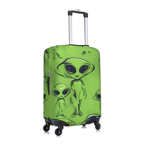Green aliens Print Washable Suitcase Cover Personalized Luggage Protector Travel Elastic Anti Scratch3
