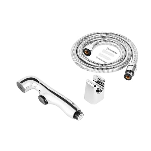 Image of Orvos Health Faucet, Swivel, ABS Outer Body with Brass Pin Inside, Chrome Color, with 1 to 1.2 Meter Extendable SS 304 Shower Hose and Wall Hook, 360 Degree Rotatable Top