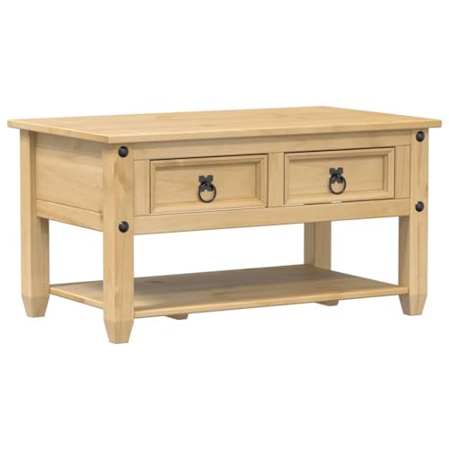 vidaXL Table Basse avec tiroirs Corona 85x50x45 cm Bois de pin Massif, Table d'appoint, Table de Salon, Table d'accent, Bout de canapé, Table Centrale