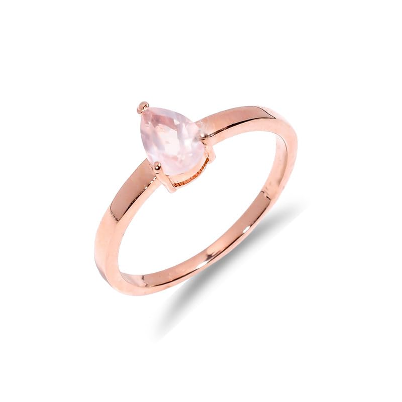 Bague de promesse vintage en argent et quartz rose cadeau anniversaire femme R-058