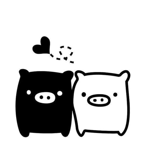 Autocollants à motif de cœur de deux cochons pour partager votre tendresse sur la route
