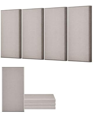VEVOR 4 PCS Acoustic Panels, 2 inch Thick 23.6 x 11.8 inch Fiberglass Sound Absorbing Panels, Self-Adhesive Soundproof Wall Boards, for Studios, Office, Home Theater,Meeting Room, Camel