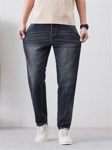 Men Tapered Slim Pants with Pockets Streetwear Vintage Jeans Casual Denim Trousers3