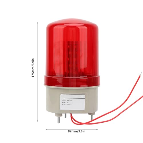 Watris Veiyi 220VAC Rotierende Signalleuchte, Rote LED Sirene Alarmsirene, 97mm Durchmesser Blinklicht Für Innen- Und Außenbereiche