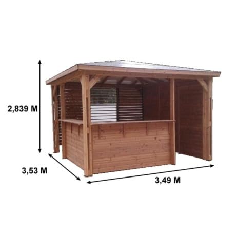 Abri De Piscine 12.32m² Bois Traité - THB3535.CCVB