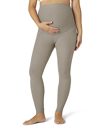 Beyond Yoga Women's Spacedye Love The Bump Maternity Pocket Midi Legging, Birch Heather, Medium
