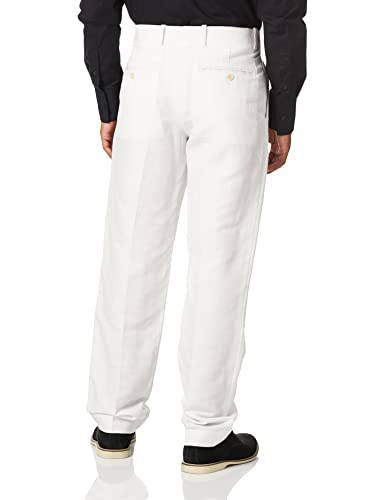 Perry Ellis Men's Essentials Linen Dress Pant, Modern Fit, Solid Twill, Lightweight (Waist Size 29 - 42), Bright White Twill, 38W X 32L #TOP2