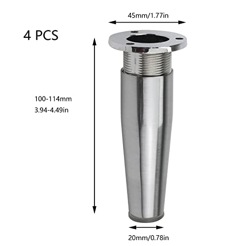 Crapyt Modern Brushed Silver Cabinet Legs Furniture Noise-Free Adjustable 4Pcs Glossy Smooth Touching With Mounting Screws(M8) For Bed,Bathroom,Sofa #TOP1
