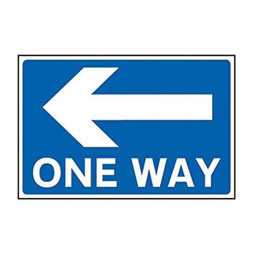 One Way Traffic Sign - Left Arrow - 600mm x 400mm - 3mm Foamed PVC Board - Weatherproof Directional Sign for Roads & Car Parks