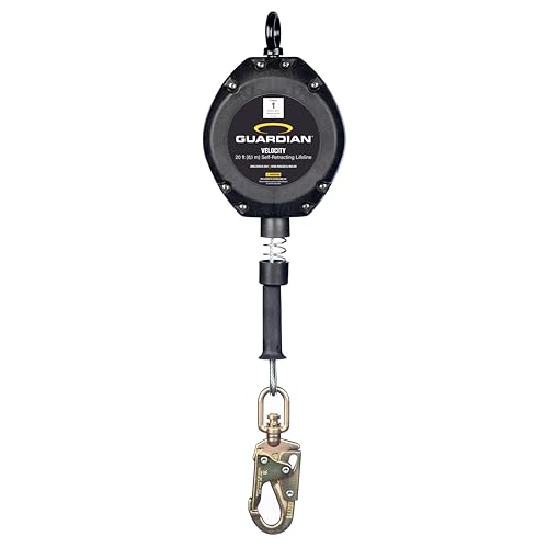 Image of Guardian 42001 Velocity Class 1 Cable Self-Retracting Lifeline (SRL) with Carabiner | 20 ft | Class 1 | ANSI and OSHA Compliant