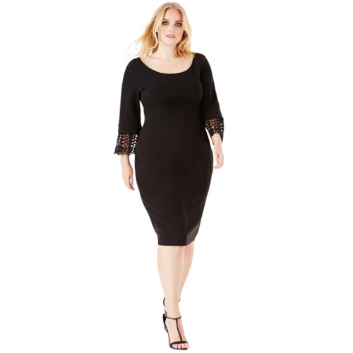 Goddiva Damen Schlauch Kleid Schwarz Schwarz Gr. 48, Schwarz