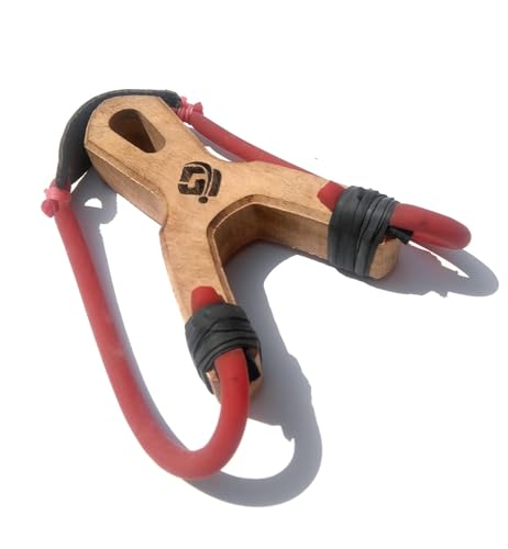 Image of Slingshot Catapult, Hard Wood, Natural Wood Color, with Red Rubber, Pocket Shooter Series - Classic Shooter Pro - Without Extra Material