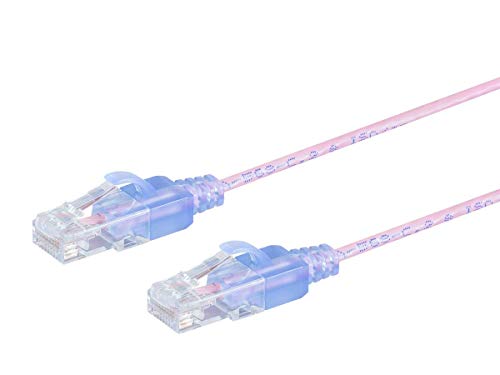 Image of Monoprice Cat6A 3ft Pink 5-Pk Patch Cable UTP 30AWG 10G Pure Bare Copper Snagless RJ45 SlimRun Series Ethernet Cable