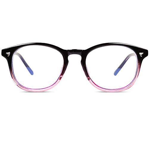 Duco Blue Light Glasses for Men Women Blue Ray Blocking Glasses Computer Gaming Glasses Teens Retro Round Eyeglasses Frame Purple 5206