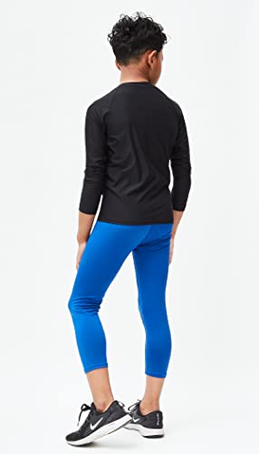 Devops Youth Boys 3-Pack Compression Athletic Performance Baselayer Long Sleeve Shirts (X-Small, Black/White/Navy) #TOP2