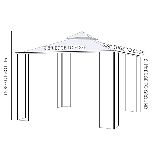 Outsunny 10' X 10' Patio Gazebo With Corner Frame Shelves, Double Roof Outdoor Gazebo Canopy Shelter With Netting, For Patio, Wedding, Catering & Events, Cream White #TOP2