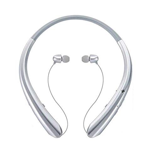 LINYY Bluetooth Headphones Wireless Neckband Headset Retractable Earbuds Sports Sweat-Proof Noise Cancelling Stereo Earphones with Mic for Bluetooth Enabled Devices (Sliver)