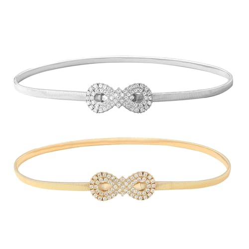 QFEHTHSK 2 Unidades De Cinturones De Diamantes De Imitación, Accesorios De Vestir, Cinturones Finos Elásticos, Cinturones De Mujer De Moda, Cinturones Elegantes, Cinturones Brillantes