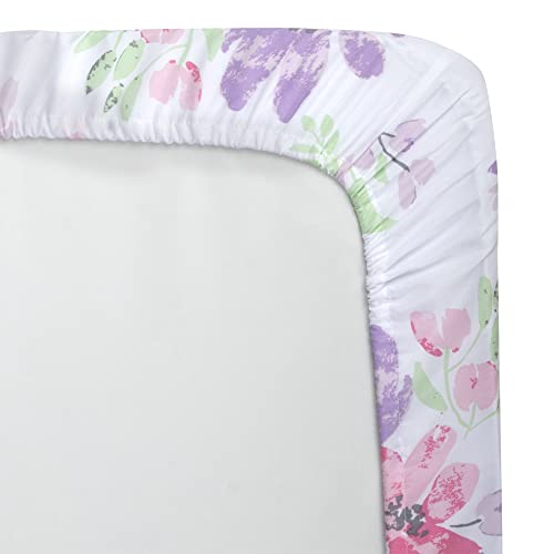 Image of Standard Microfiber Fitted Crib Sheets for Baby Girl, Boy & Neutral, 2 Pack - 28x52 (Flowers & Polka Dots)
